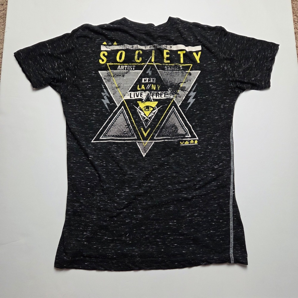 Society Buckle Shirt‎ Men Small Charcoal Gray Short Sleeve MMA Cyber Punk